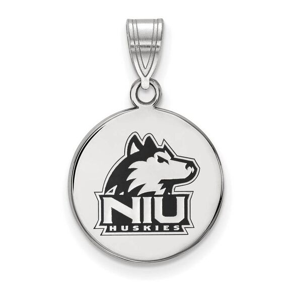 Sterling Silver Northern Illinois U. Medium Enamel Disc Pendant - Picture 1 of 3